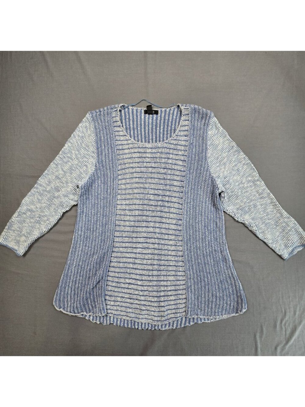 Style & Co 3X Knit Tunic Sweater Blue/White Striped Lightweight Long Sleeve